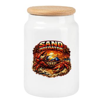 Sand Predator - Cookie Jar with Wooden Lid - white - Front