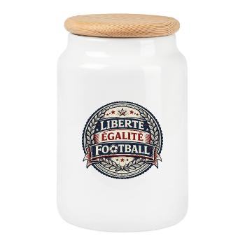 Liberté Égalité Football Vintage - Boîte à biscuits avec couvercle en bois - blanc - Devant