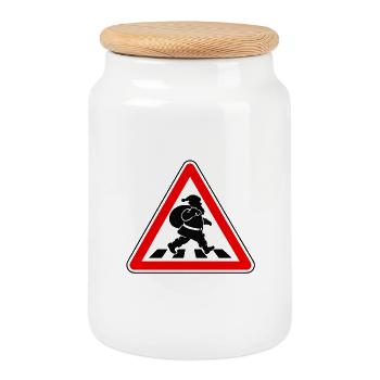Santa Claus crossing - Keksdose mit Holzdeckel - Weiß - Vorne