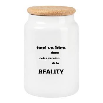 Tout va bien dans cette version de la reality - Boîte à biscuits avec couvercle en bois - blanc - Devant