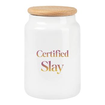 Certified Slay - Boîte à biscuits avec couvercle en bois - blanc - Devant
