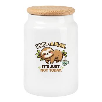 J’ai un plan – juste pas aujourd’hui - Boîte à biscuits avec couvercle en bois - blanc - Devant