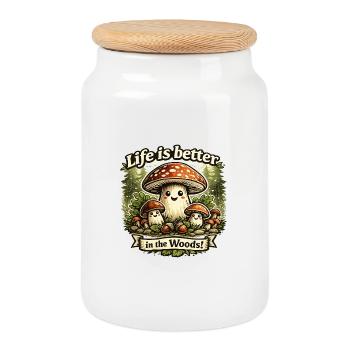 Life is better in the forest - Cookie Jar with Wooden Lid - white - Front