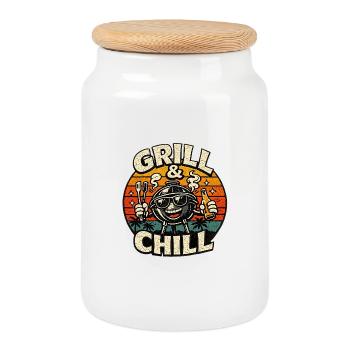 Grill & Chill Retro Sunset - Cookie Jar with Wooden Lid - white - Front
