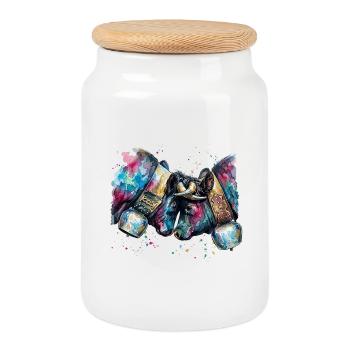 Vache d'hérens coloré en aquarelle - Boîte à biscuits avec couvercle en bois - blanc - Devant