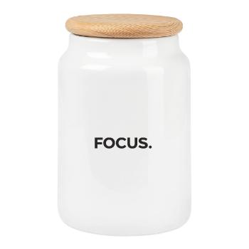 Focus Minimalist Black - Cookie Jar with Wooden Lid - white - Front