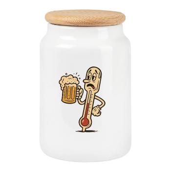 Biertrinker-Thermometer - Keksdose mit Holzdeckel - Weiß - Vorne