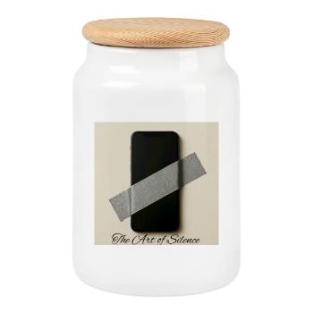 Silent Mobile Art Print - Cookie Jar with Wooden Lid - white - Front