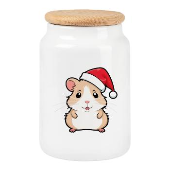 Hare? No Hamster Christmas - Cookie Jar with Wooden Lid - white - Front