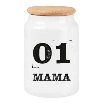 01 MAMAN en détresse - Boîte à biscuits avec couvercle en bois - blanc - Devant
