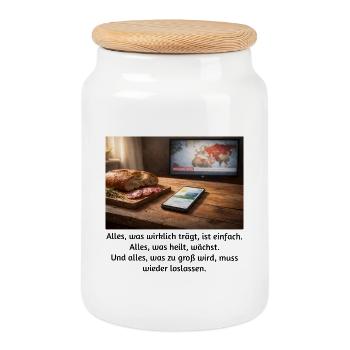 Tout ce qui porte vraiment est simple. - Boîte à biscuits avec couvercle en bois - blanc - Devant