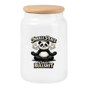 Panda Yogi – Inhale Peace - Keksdose mit Holzdeckel - Weiß - Vorne