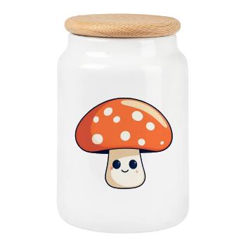 Champignon ami Illustration d’automne - Boîte à biscuits avec couvercle en bois - blanc - Devant