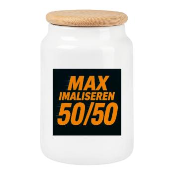 Maximieren Sie 50/50 - Keksdose mit Holzdeckel - Weiß - Vorne