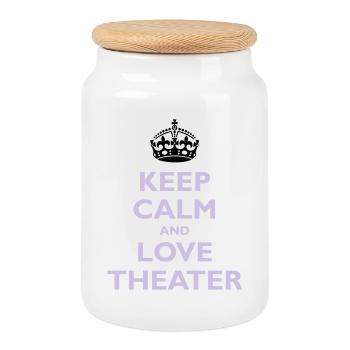 Keep Calm & Love Theater - Cookie Jar with Wooden Lid - white - Front