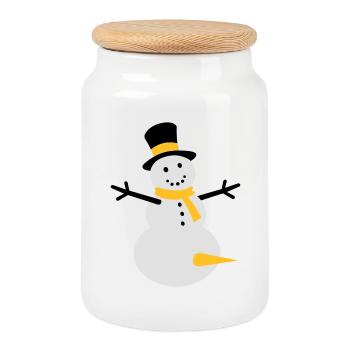 Snow fun - Cookie Jar with Wooden Lid - white - Front