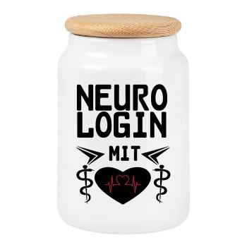 Neurologin mit Herz Geschenk - Keksdose mit Holzdeckel - Weiß - Vorne