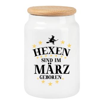 Witches March - Cookie Jar with Wooden Lid - white - Front