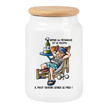 Pétanque et pastis - Keksdose mit Holzdeckel - Weiß - Vorne