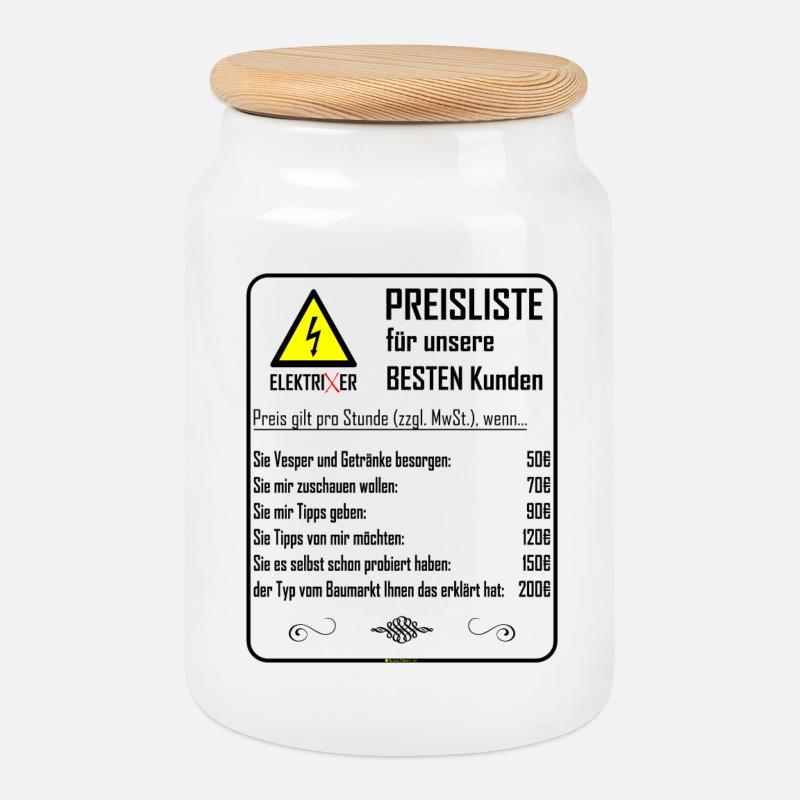 ElektriXer Preisliste (schwarz) V2 - Keksdose mit Holzdeckel - Weiß