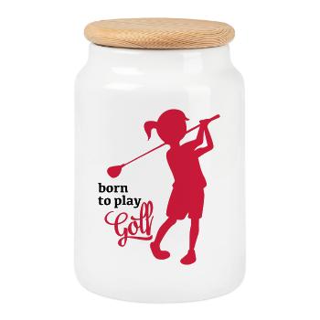Golf - Keksdose mit Holzdeckel - Weiß - Vorne