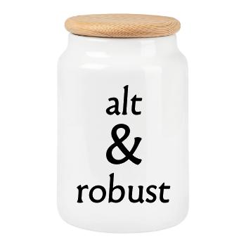 old and robust - Cookie Jar with Wooden Lid - white - Front