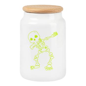 Halloween Dab Dance Squelette I esprit Dabbender - Boîte à biscuits avec couvercle en bois - blanc - Devant