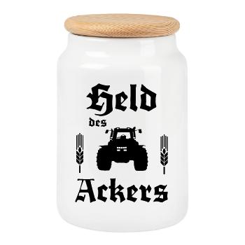 Héros du redresseur de champ - Boîte à biscuits avec couvercle en bois - blanc - Devant