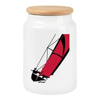 Yacht - Boîte à biscuits avec couvercle en bois - blanc - Devant