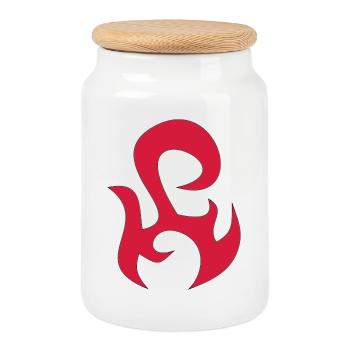 tribal - Boîte à biscuits avec couvercle en bois - blanc - Devant
