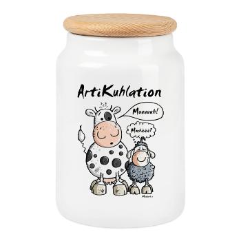 ArtiKuhlation - Kuh - Keksdose mit Holzdeckel - Weiß - Vorne