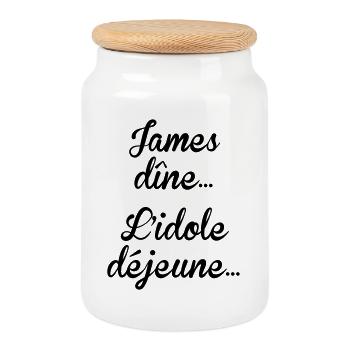 James dîne, l'idole déjeune - Boîte à biscuits avec couvercle en bois - blanc - Devant