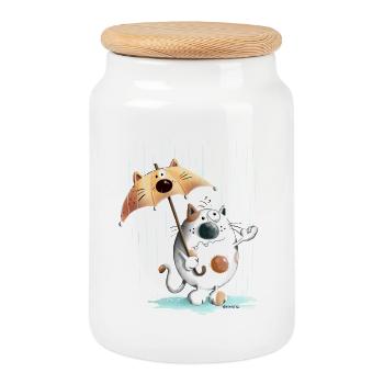 Rainy Day - Boîte à biscuits avec couvercle en bois - blanc - Devant