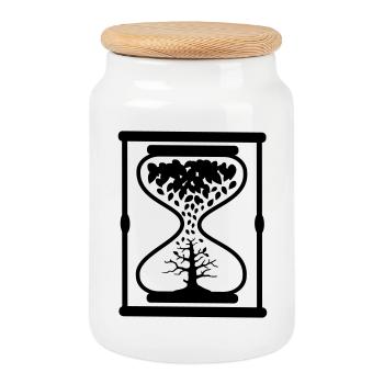 hourglass - Cookie Jar with Wooden Lid - white - Front