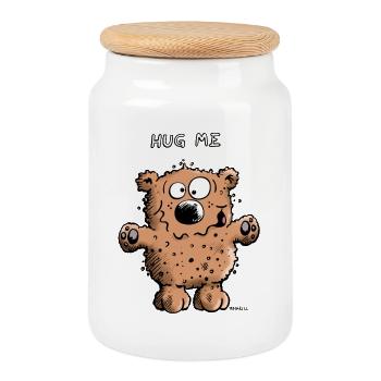 Hug Me Bear - Cookie Jar with Wooden Lid - white - Front