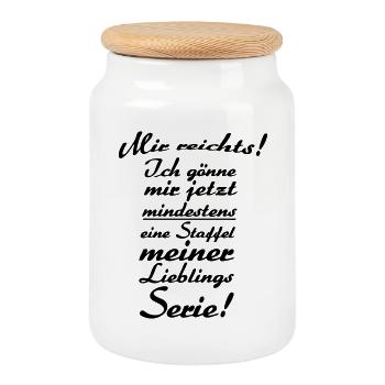 Lieblingsserie Serie TV Spruch Fan Geschenk - Keksdose mit Holzdeckel - Weiß - Vorne