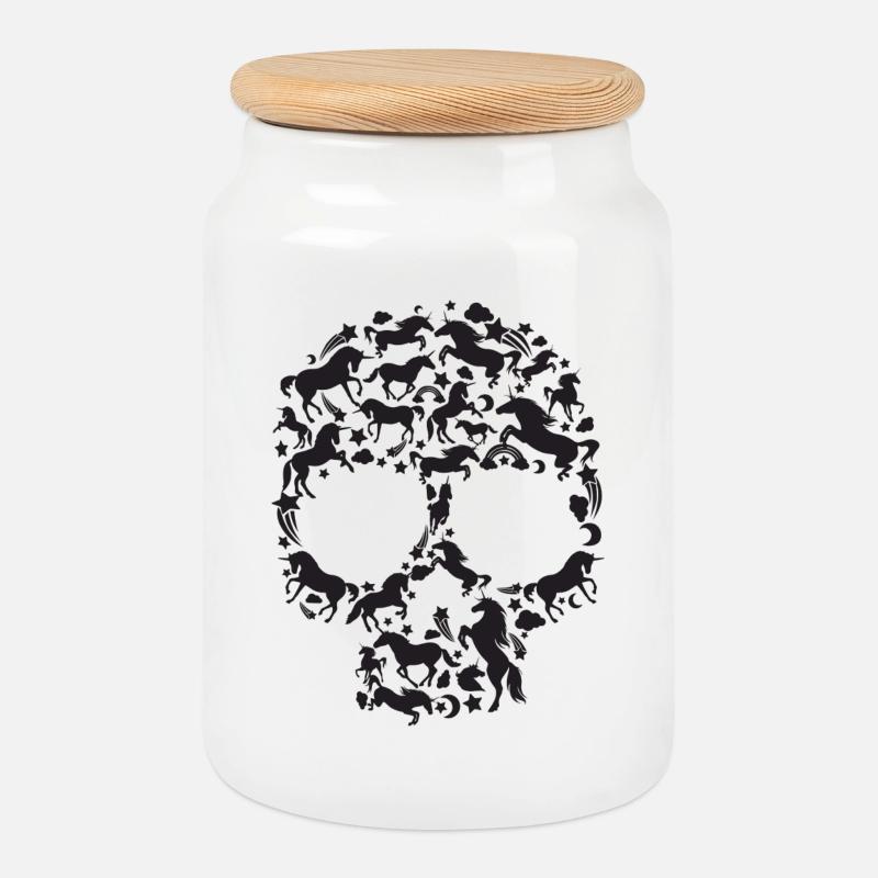 SKULL UNICORN - Keksdose mit Holzdeckel - Weiß