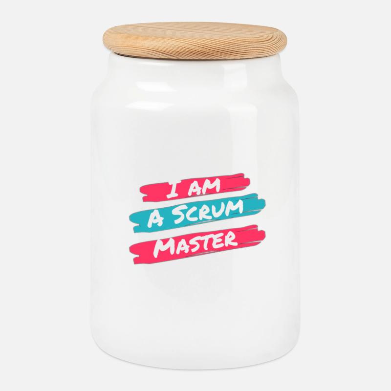 Handgemachtes Scrum Master T-Shirt - Keksdose mit Holzdeckel - Weiß
