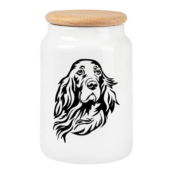 Irish Setter Kopf - Boîte à biscuits avec couvercle en bois - blanc - Devant