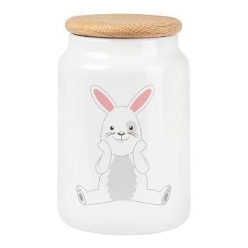 Rabbit Rabbit - Cookie Jar with Wooden Lid - white - Front