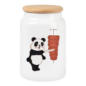 Doner Kebab Panda Kebab - Cookie Jar with Wooden Lid - white - Front
