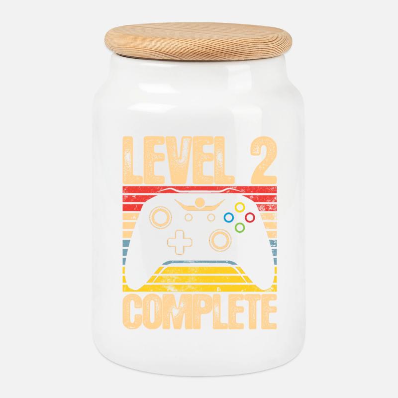 Level 2 Complete Controller - Cookie Jar with Wooden Lid - white