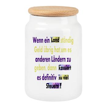 Zu viele Steuern - Keksdose mit Holzdeckel - Weiß - Vorne