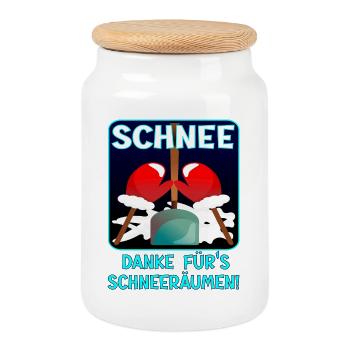 Danke SCHNEERÄUMEN WINTER - Keksdose mit Holzdeckel - Weiß - Vorne