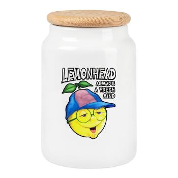 Lemonhead, toujours un frais - Boîte à biscuits avec couvercle en bois - blanc - Devant