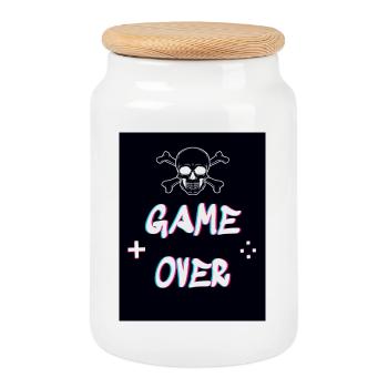 Game over - Cookie Jar with Wooden Lid - white - Front