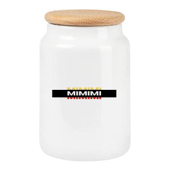 Logo tricolore MIMIMI - Boîte à biscuits avec couvercle en bois - blanc - Devant