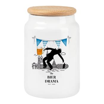 Drame de la bière ART - Boîte à biscuits avec couvercle en bois - blanc - Devant