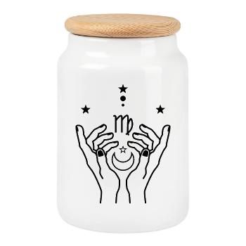 Virgo zodiac astrology - Cookie Jar with Wooden Lid - white - Front