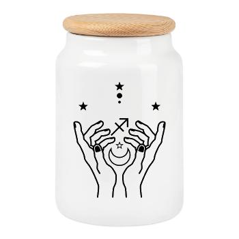 En attente de conception - Boîte à biscuits avec couvercle en bois - blanc - Devant